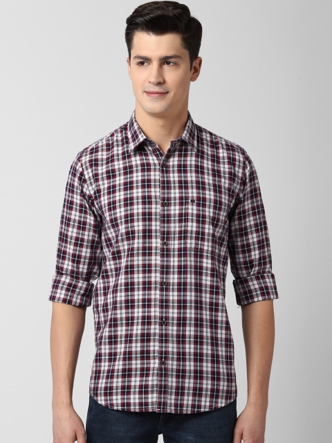 

Peter England Casuals Men Navy Blue & White Regular Fit Checked Cotton Casual Shirt