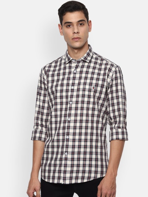 

Louis Philippe Jeans Men White Checked Casual Shirt