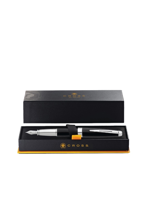 

Cross Black & Silver-Toned Aventura Fountain Pen With Medium Nib