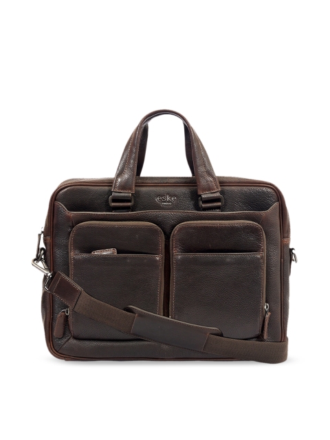 

Eske Men Brown Textured 15 Inch Leather Laptop Bag