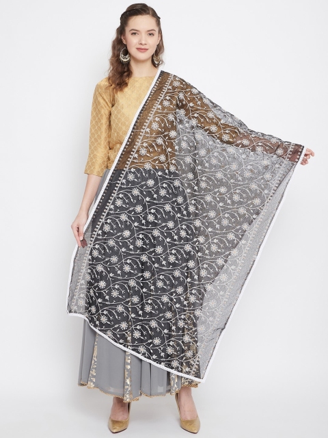

Clora Creation Black & White Embroidered Dupatta