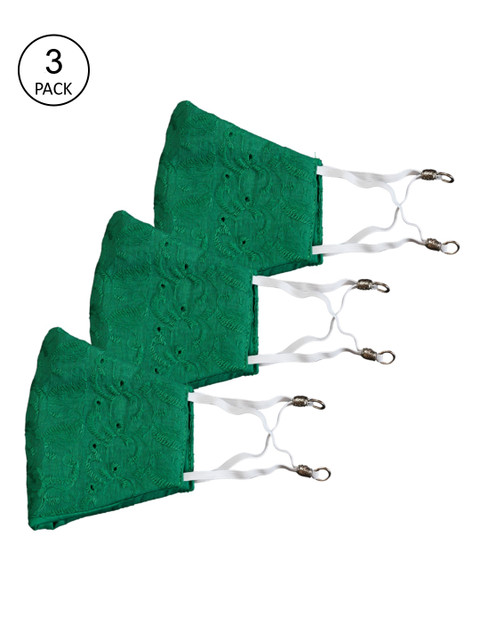 

Bellofox Pack of 4 Green Self-Design 3-Ply Reusable Cloth Mask