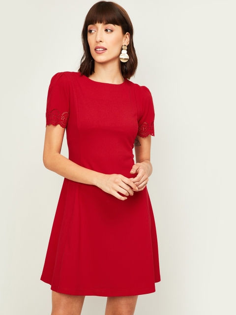 

CODE by Lifestyle Women Red Solid Fit & Flared Dress