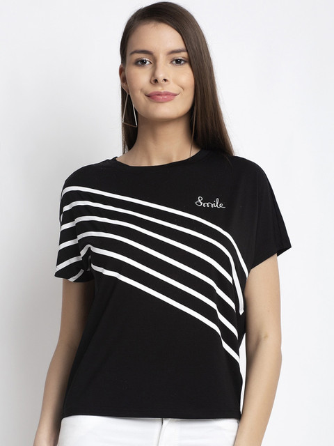 

Global Republic Black & White Striped Regular Top
