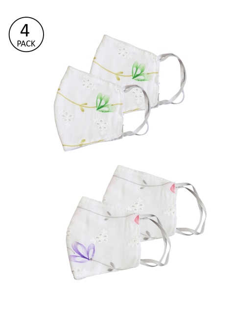 

Bellofox Pack Of 4 Printed 3-Ply Protective Outdoor Masks, White