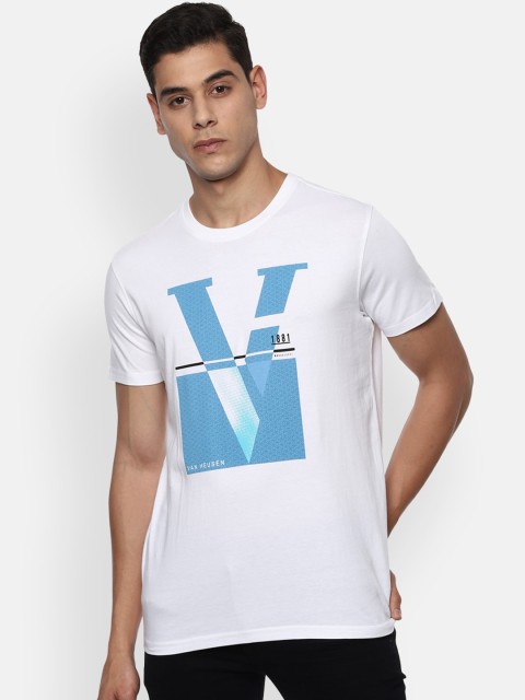

Van Heusen Sport Men White Printed Round Neck Cotton T-shirt