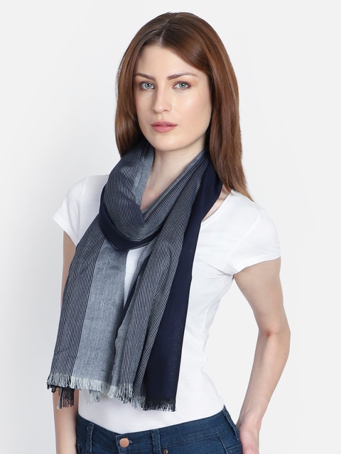 

Anekaant Women Navy Blue & Grey Colourblocked Stole