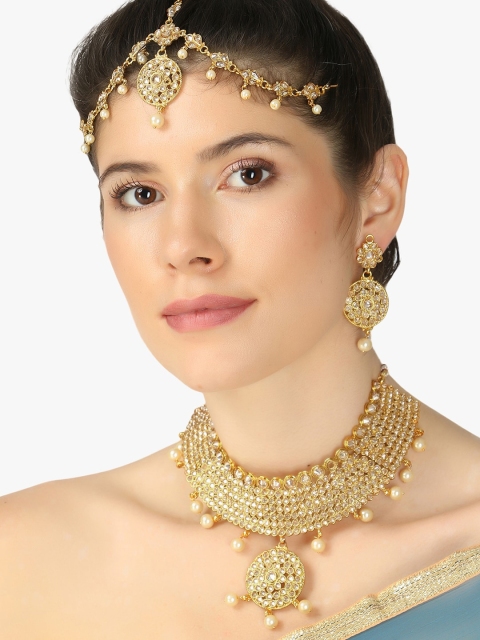 

Adwitiya Collection Gold-Toned Copper Gold-Plated Handcrafted Necklace