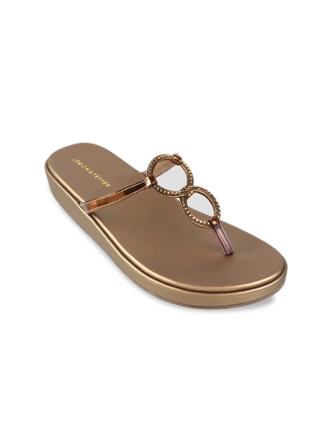 

LEMON & PEPPER Women Gold-Toned Solid Wedges