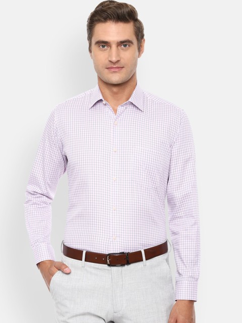 

Van Heusen Men White & Pink Regular Fit Checked Cotton Formal Shirt
