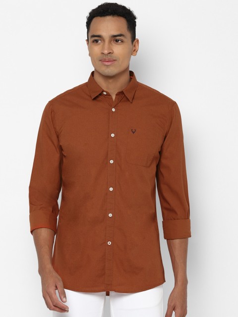 

Solly Jeans Co. Men Rust Brown Regular Fit Solid Pure Cotton Casual Shirt