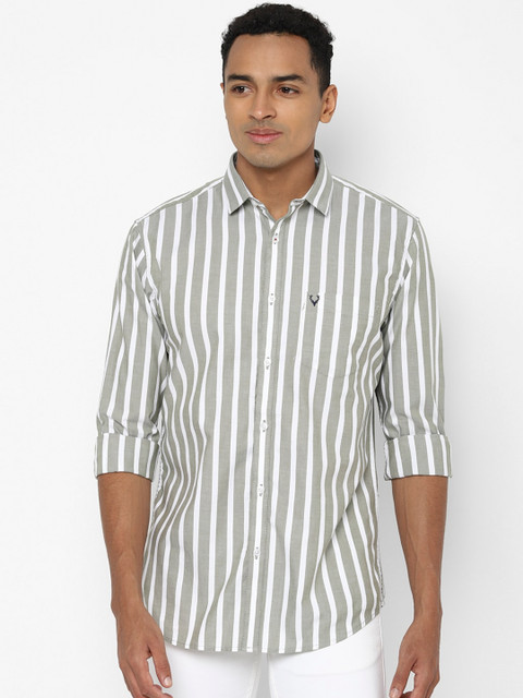 

Allen Solly Men Grey Striped Casual Shirt