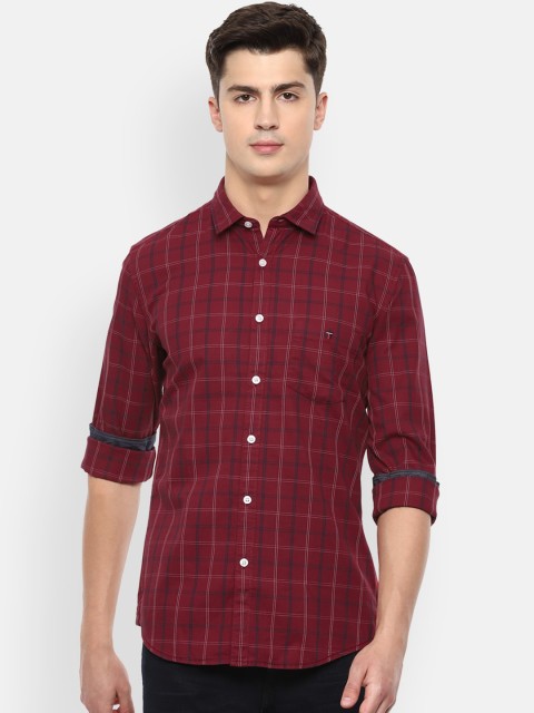 

Louis Philippe Jeans Men Maroon Regular Fit Checked Casual Shirt