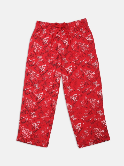 

Nins Moda Girls Red Printed Regular Fit Capris