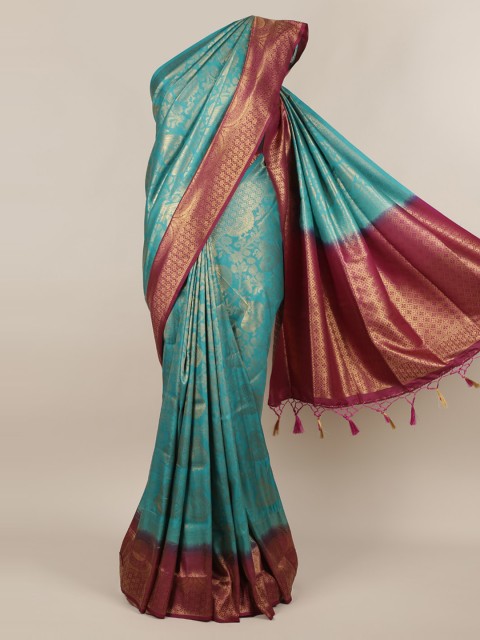 

Pothys Green & Brown Jute Silk Woven Design Saree