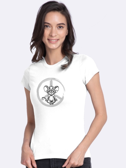 

Bewakoof Women White Tom & Jerry Printed Round Neck T-shirt