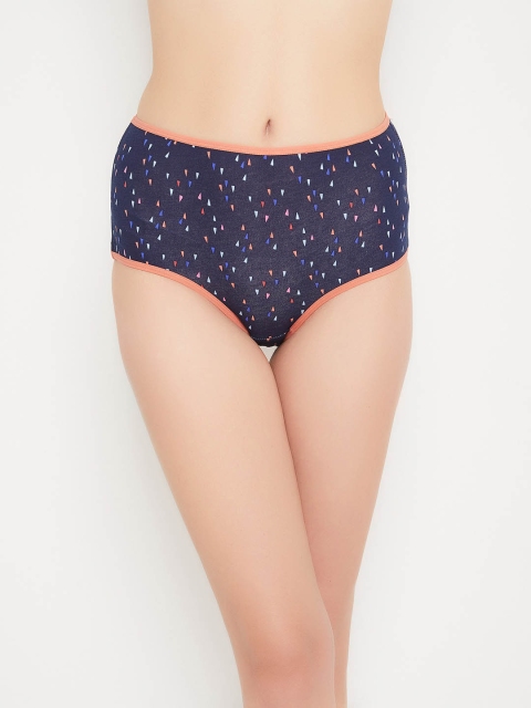 

Clovia Women Navy Blue & Orange Geometric Printed Hipster Briefs PN3170H08XL