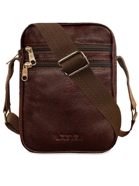 

ABYS Unisex Brown Textured Leather Messenger Bag