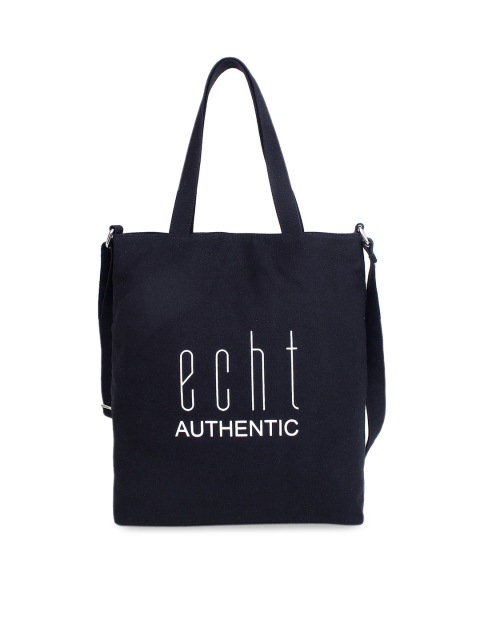 

echt Black Printed Tote Bag