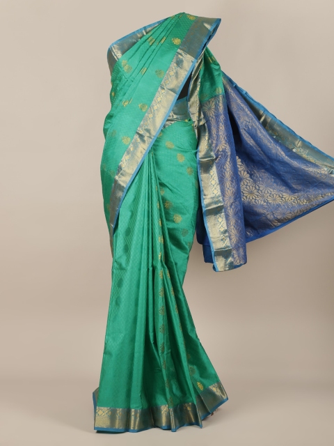 

Pothys Green & Gold-Toned Pure Silk Woven Design Kanjeevaram Saree