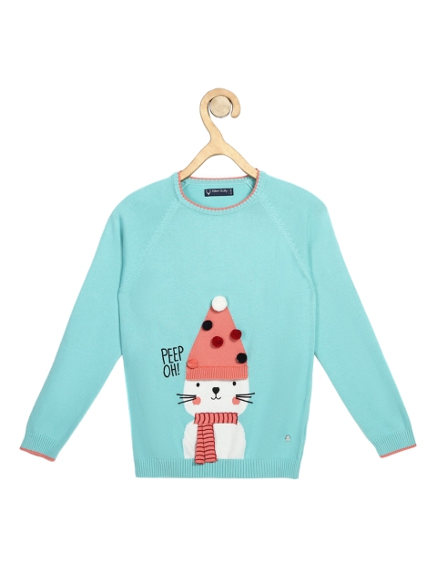 

Allen Solly Junior Girls Blue Printed Pure Cotton Pullover Sweater