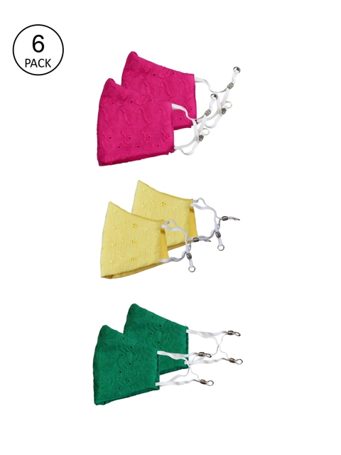 

Bellofox Unisex Pack Of 6 Printed 3-Ply Reusable Protective Outdoor Masks, Pink