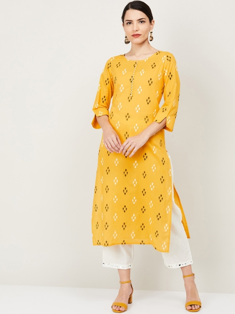 

Melange by Lifestyle Women Mustard Yellow Printed Kurta with Trousers