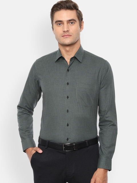 

Van Heusen Men Green & Purple Regular Fit Checked Cotton Formal Shirt