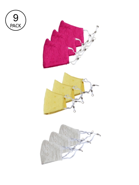 

Bellofox Pack Of 9 Embroidered 3-Ply Reusable Protective Outdoor Masks, Pink
