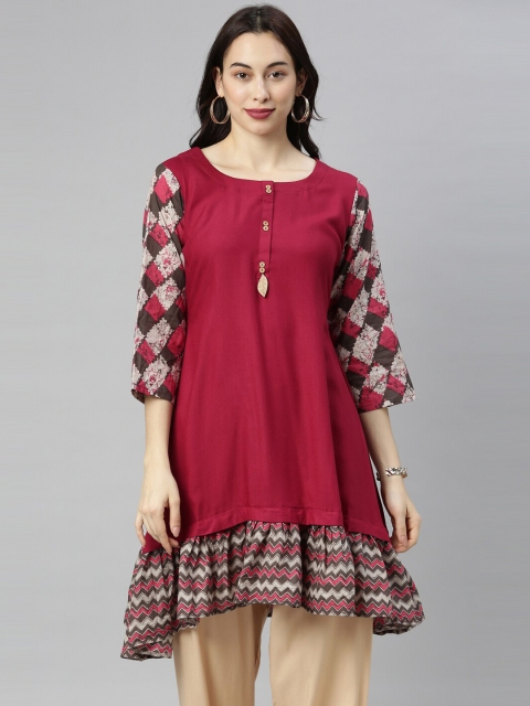 

Neerus Women Maroon Flared Sleeves Kurta