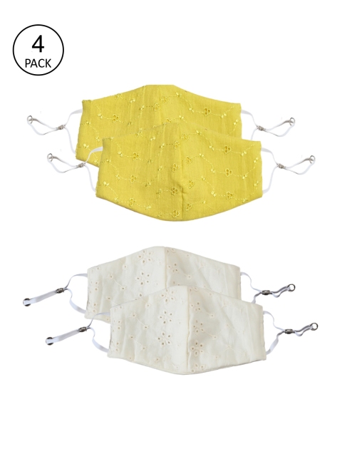 

Bellofox Pack Of 4 Self-Designed 3-Ply Reusable Protective Outdoor Masks, Yellow