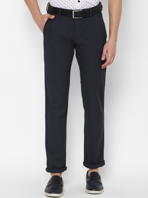 

Allen Solly Men Grey & Navy Blue Slim Fit Self Design Regular Trousers