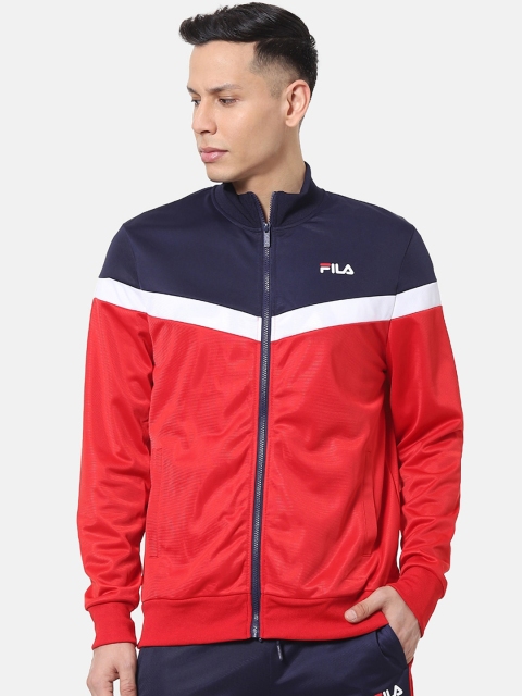 

FILA Men Red & Navy Blue Colorblocked Tracksuit