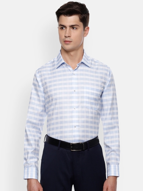 

Van Heusen Men Blue & White Regular Fit Checked Cotton Formal Shirt