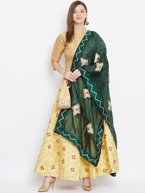 

Clora Creation Green & Gold-Toned Gotta Patti Dupatta