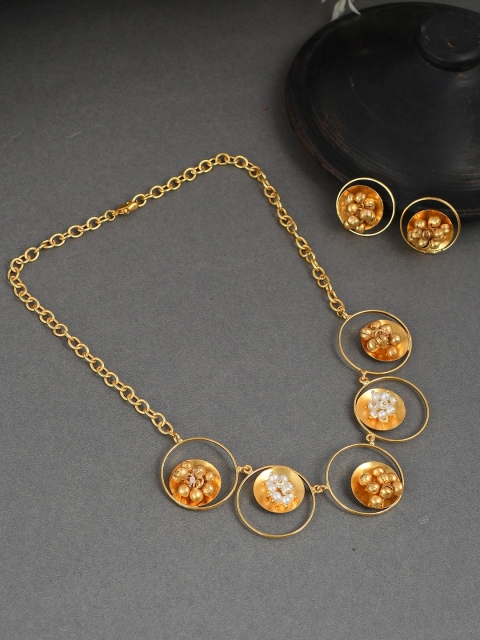 

Imittire Gold-Plated & White Studded Jewellery Set