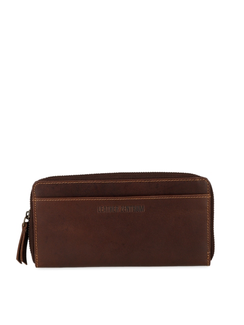 

Leather Zentrum Women Brown Solid Zip Around Wallet