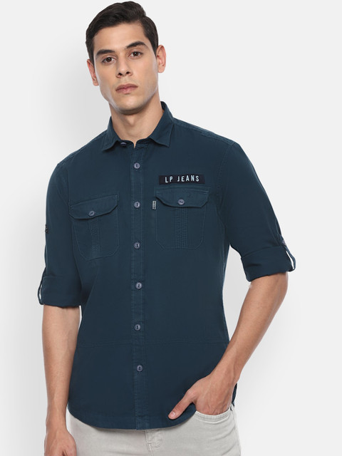 

Louis Philippe Jeans Men Teal Solid Casual Shirt
