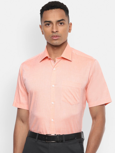 

Van Heusen Men Peach-Coloured Regular Fit Solid Cotton Formal Shirt