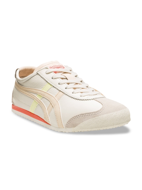 Onitsuka Tiger Cream Coloured Women Leather Sneakers Casual Shoes Mexico 66