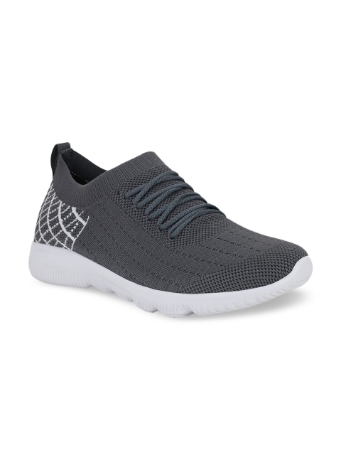 M7 by Metronaut Men Grey & White Woven Design Slip-On Sneakers