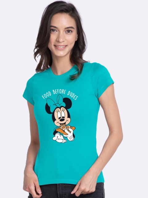 

Bewakoof Women Blue Printed Round Neck T-shirt