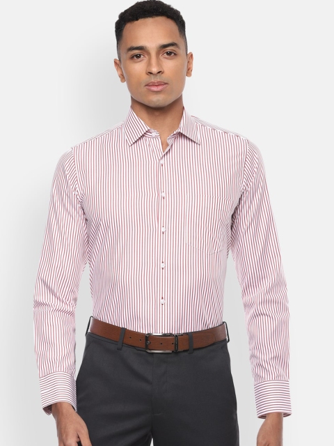 

Van Heusen Men Pink & White Regular Fit Striped Cotton Formal Shirt