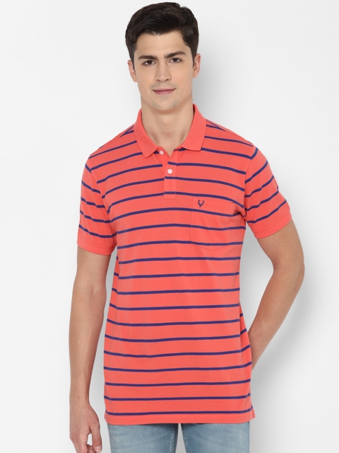 

Allen Solly Men Orange Striped Polo Collar T-shirt