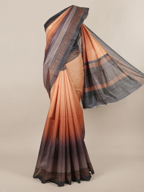 

Pothys Peach-Coloured & Grey Jute Silk Woven Design Saree