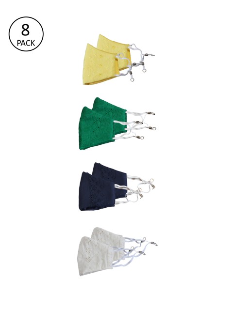 

Bellofox Pack of 8 3-Ply Reusable Protective Outdoor Masks, Yellow