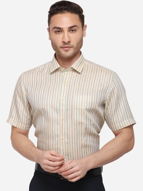

JADE BLUE Men Beige Regular Fit Striped Casual Shirt