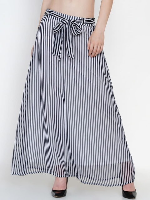 

Texco Women Black & White Striped Maxi A-Line Skirt