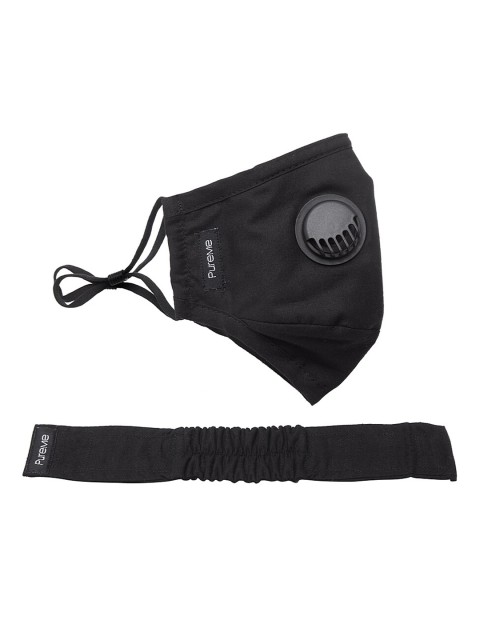 

PureMe Air Masks Unisex Black Solid 5-Ply Reusable Sustainable Cloth Mask with Add-on Filter