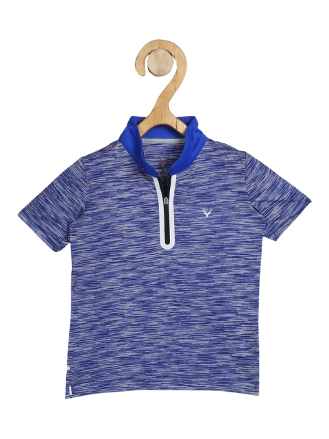 

Allen Solly Junior Boys Blue Self Design Polo Collar T-shirt